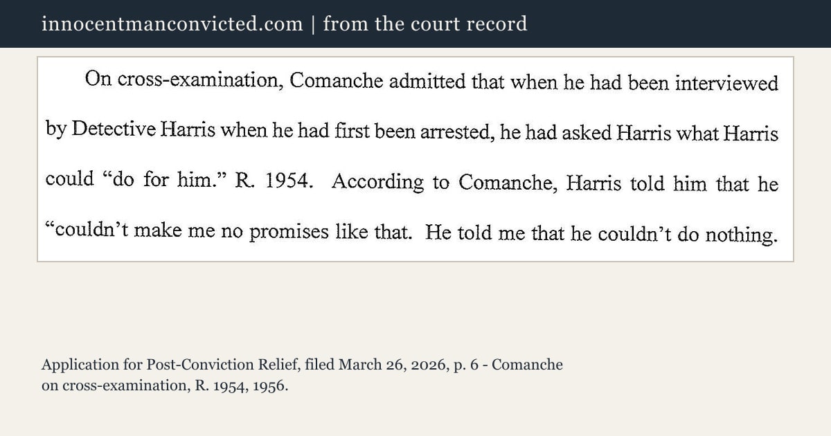 What Comanche Asked Detective Harris to “Do for Him”